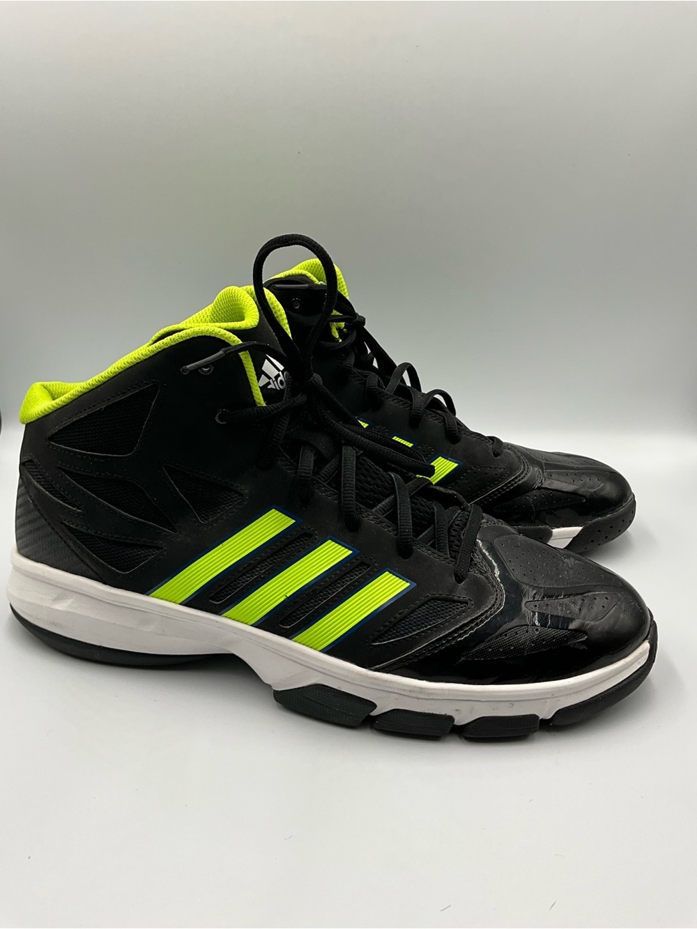 adidas Pro Model 2G Size 12 Black and Neon Mid-Top Basketball Sneakers